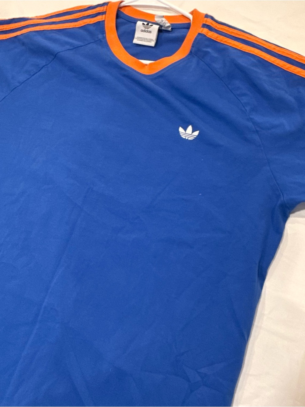 Adidas Shirt Mens  XL Blue KNICKS Colorway Originals Trefoil Monogram Ringer